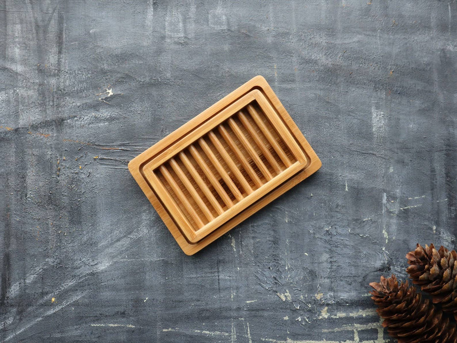 Dual-layer Bamboo Soap Dish - Mortise And Tenon