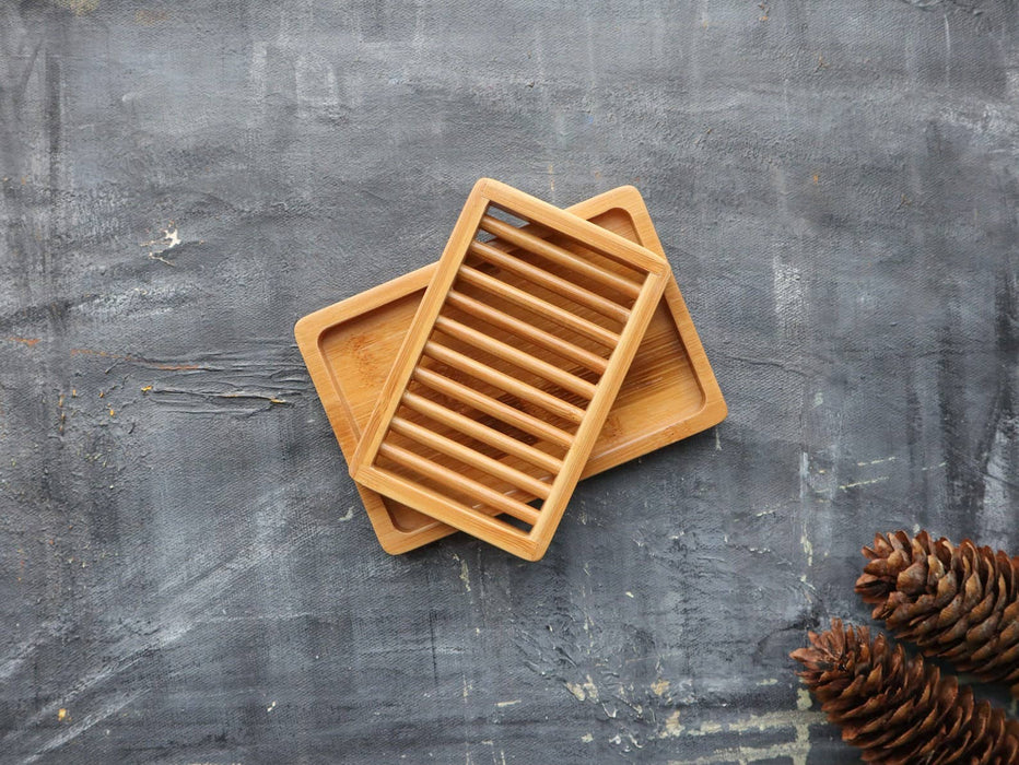 Dual-layer Bamboo Soap Dish - Mortise And Tenon