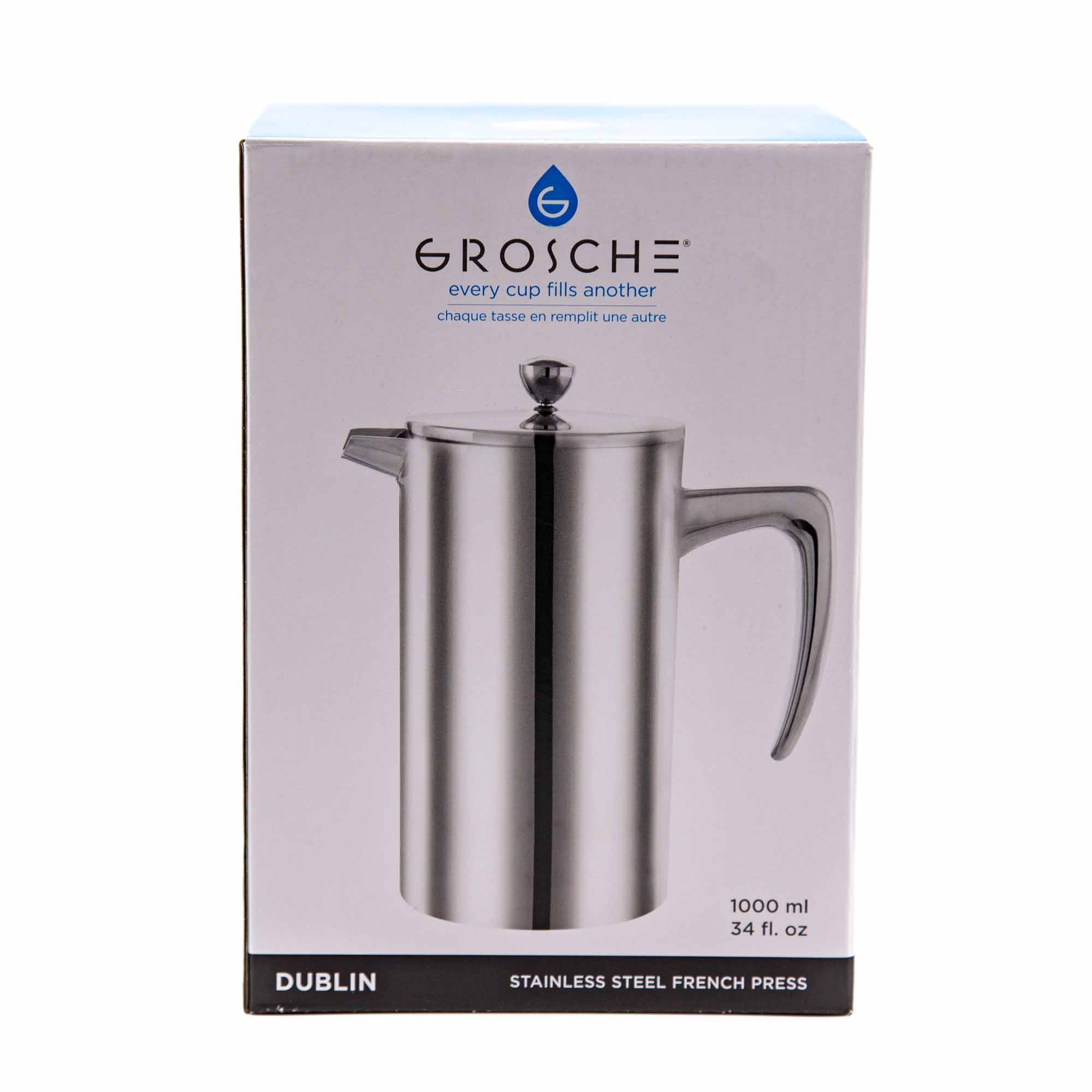 Grosche DUBLIN Stainless Steel French Press - Mortise And Tenon