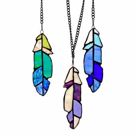 Set of 3 - 6"H Aleyna Multicolor Feather Window Panel - Mortise And Tenon