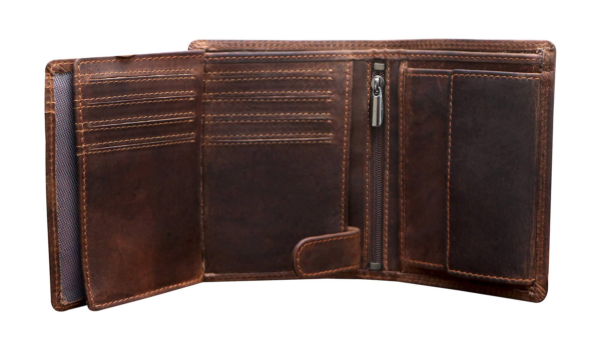 Men's Wallet RFID Protection Leather Vertical Wallet