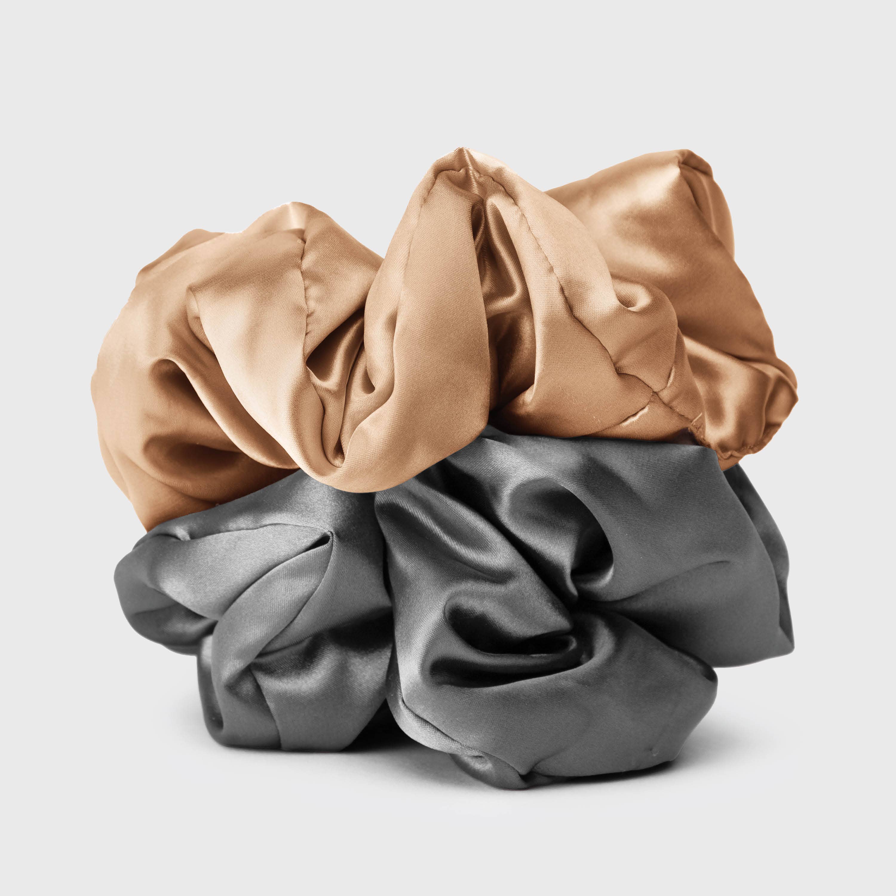 Satin Sleep Pillow Scrunchies - Charcoal/Gold - Mortise And Tenon