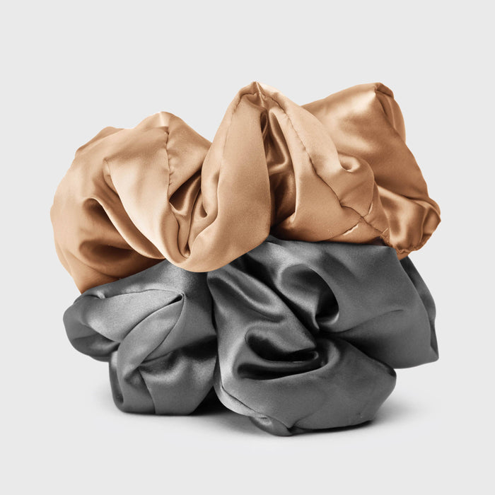 Satin Sleep Pillow Scrunchies - Charcoal/Gold - Mortise And Tenon