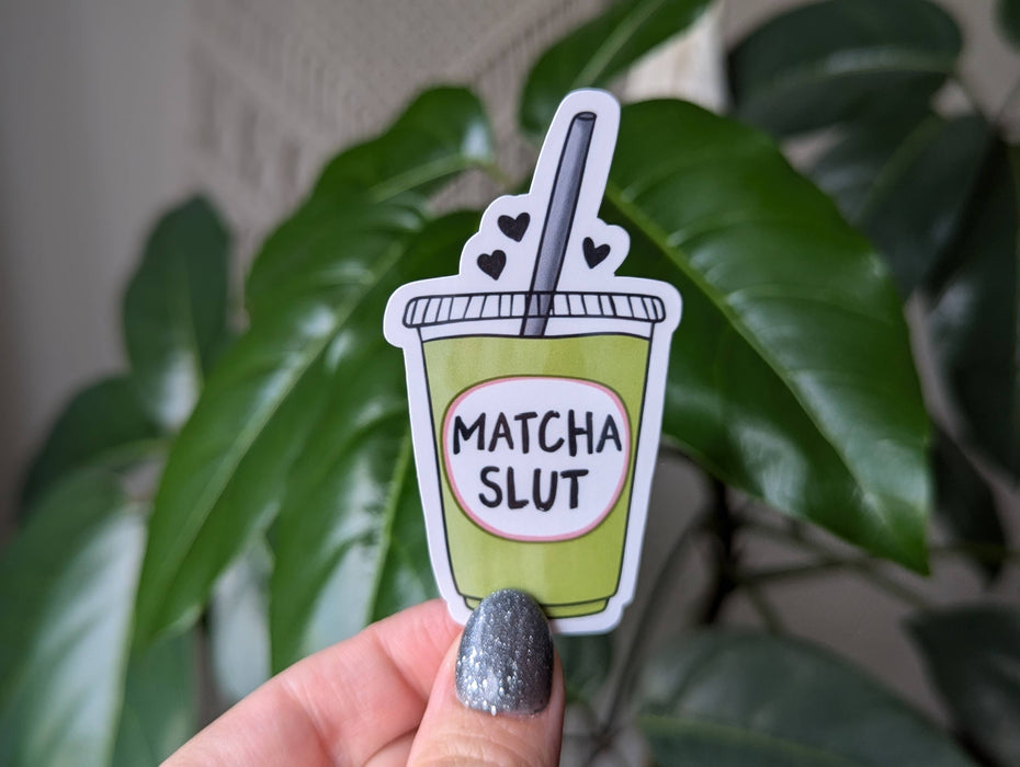 Matcha slut vinyl sticker, coffee shop merch