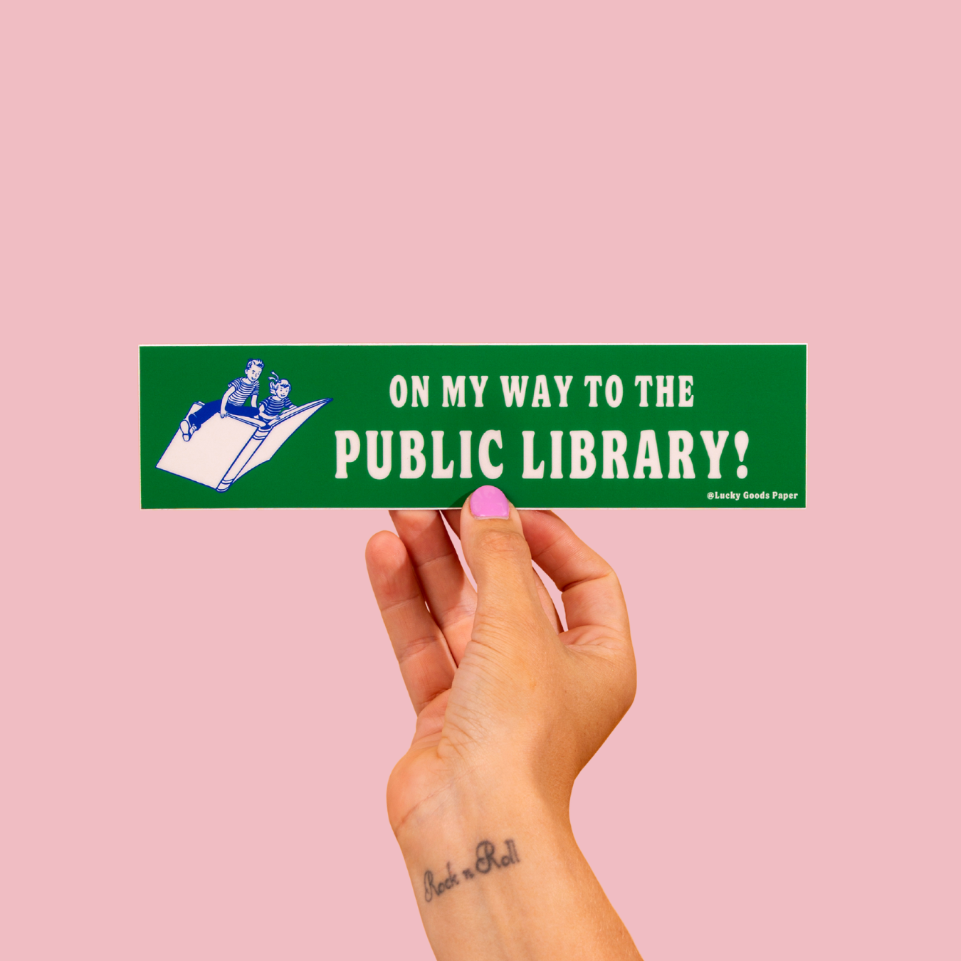 On My Way to the Public Library – Vinyl Bumper Sticker - Mortise And Tenon