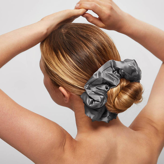 Satin Sleep Pillow Scrunchies - Charcoal/Gold - Mortise And Tenon