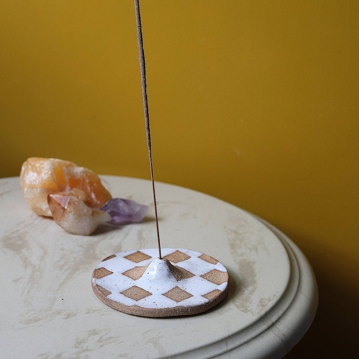 Checkerboard Ceramic Incense Holder - 2 Colours