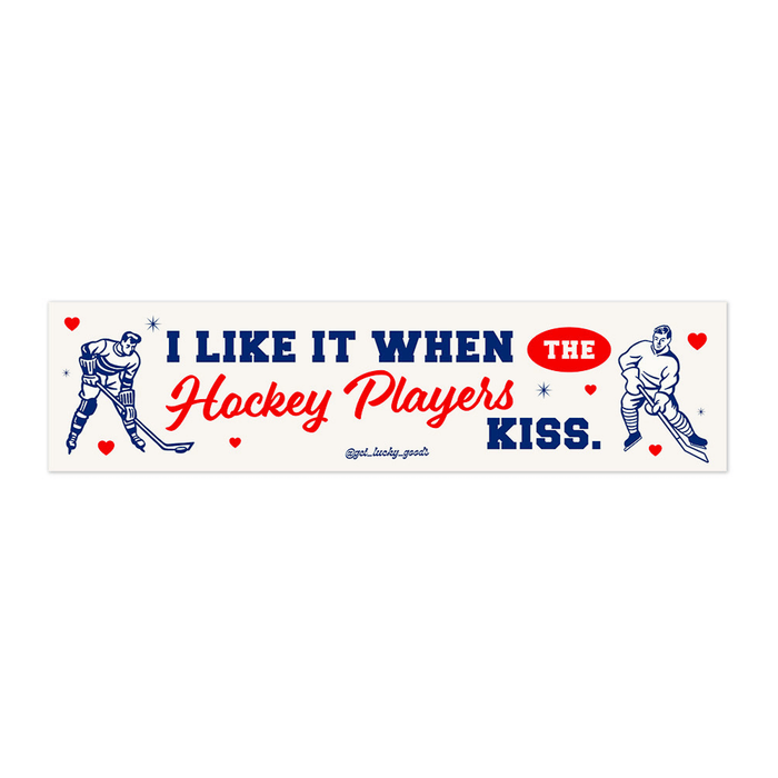 Hockey Players Kiss Bumper Sticker