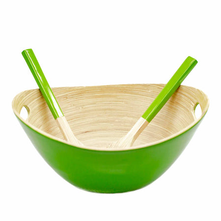 Bamboo Salad Bowl with Tongs - Mortise And Tenon
