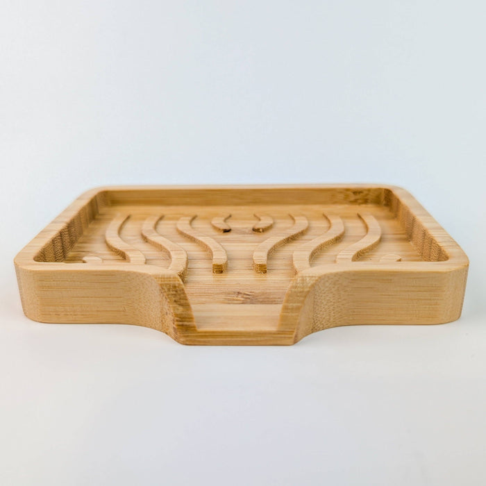 Bamboo Soap Dish with Wavy Drainage – Eco-Friendly