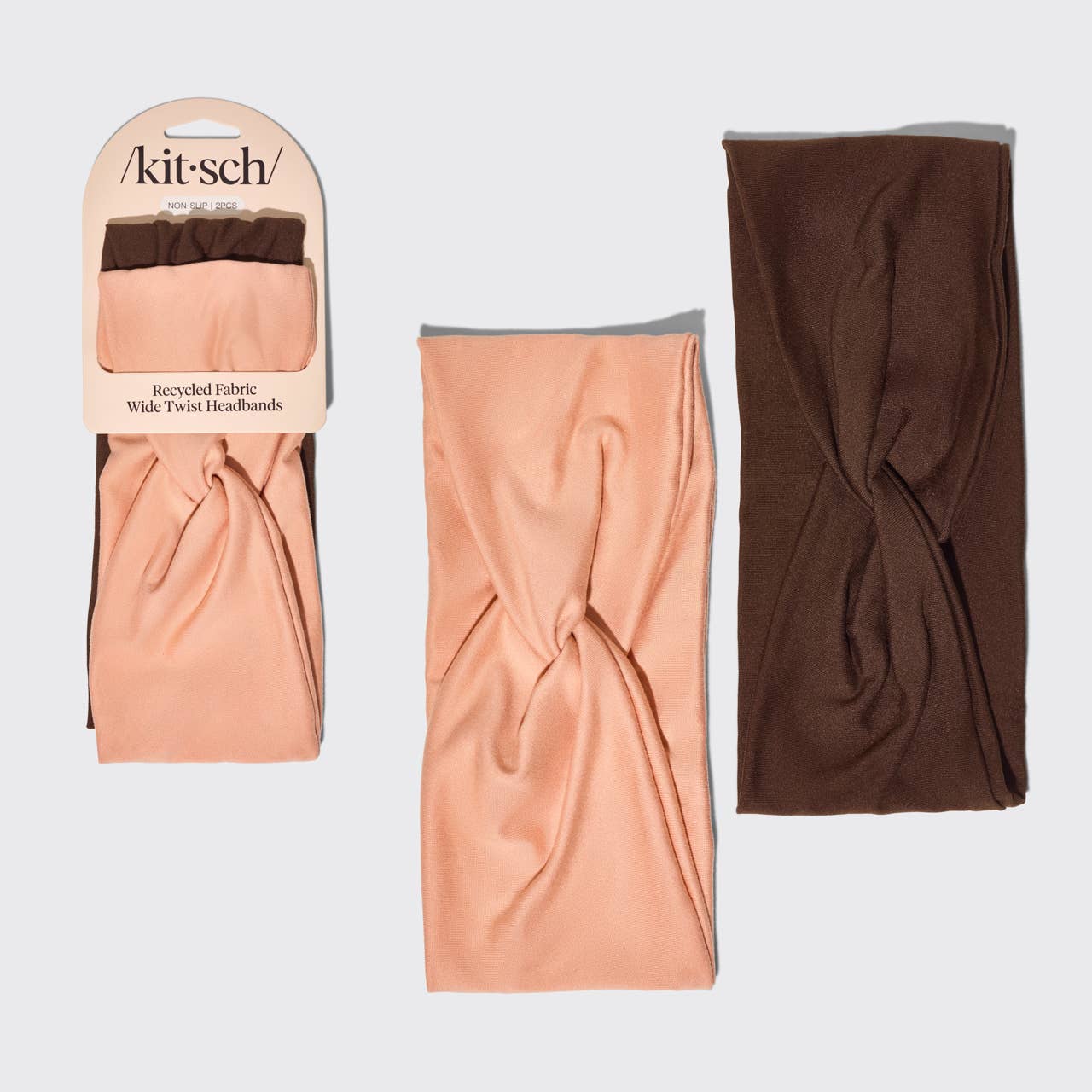Recycled Fabric Wide Twist Headbands 2pc Set- Rosewood - Mortise And Tenon