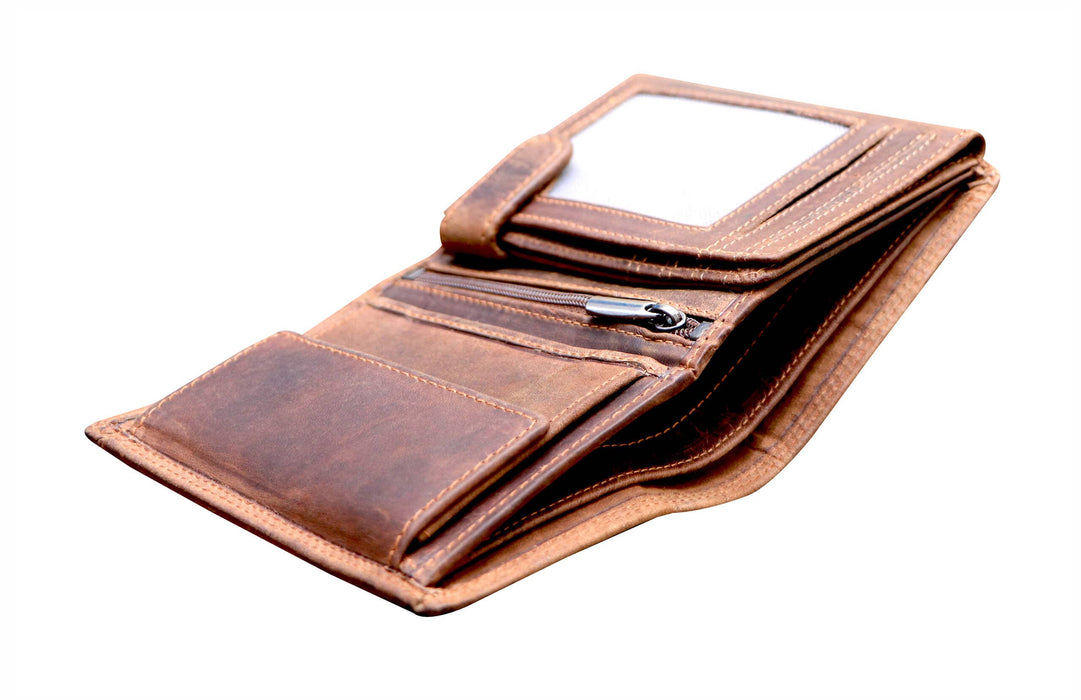 Men's Wallet RFID Protection Leather Vertical Wallet