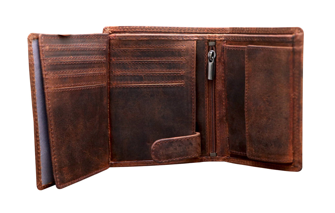 Men's Wallet RFID Protection Leather Vertical Wallet