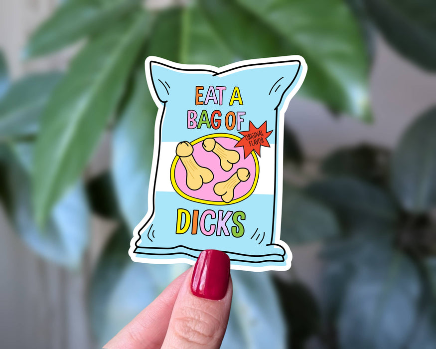 Eat a Bag of Dicks Sticker, Sarcastic Funny Vinyl Sticker