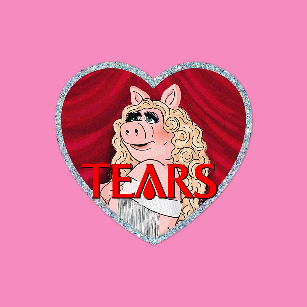 Piggy Tear Heart - Glitter Holo Sticker - Mortise And Tenon