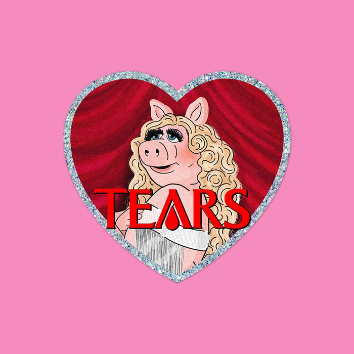 Piggy Tear Heart - Glitter Holo Sticker - Mortise And Tenon