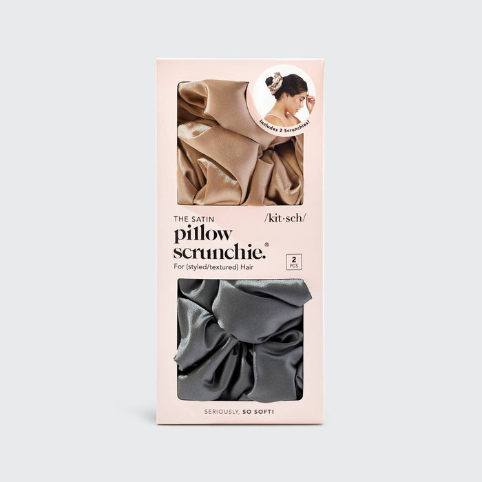 Satin Sleep Pillow Scrunchies - Charcoal/Gold - Mortise And Tenon