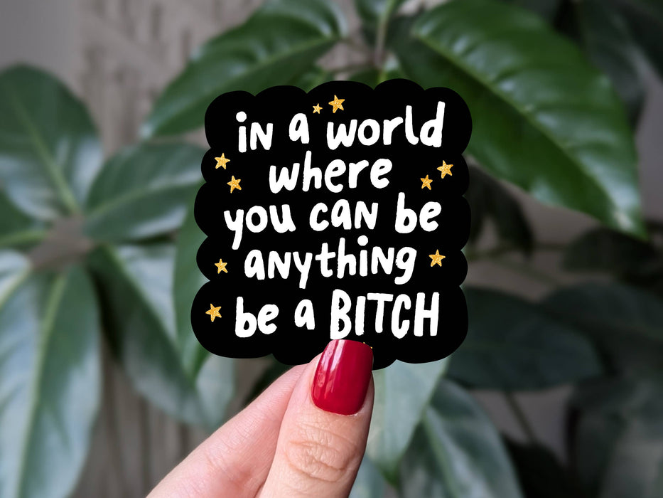 In a world where you can be anything be a bitch sticker