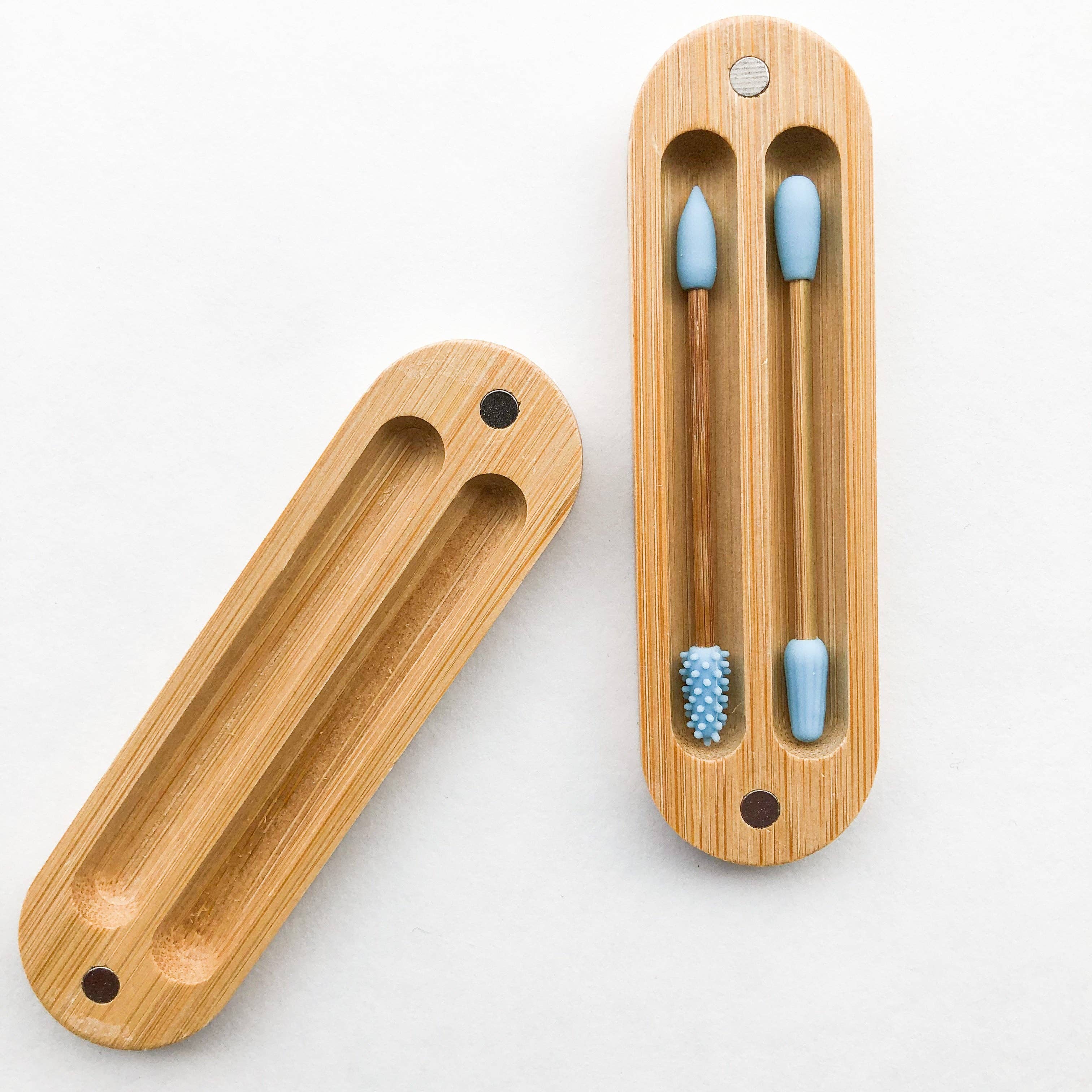 Reusable Plastic Free Bamboo Silicon Q-Tips with Bamboo Case - Mortise And Tenon