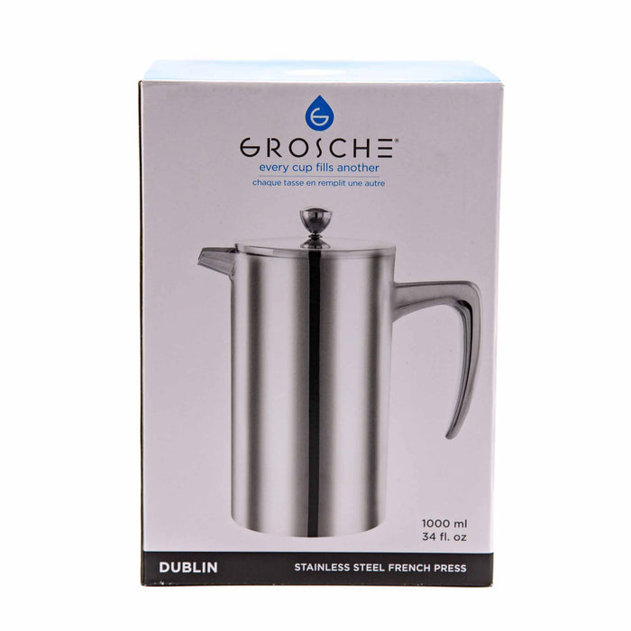 Grosche DUBLIN Stainless Steel French Press - Mortise And Tenon