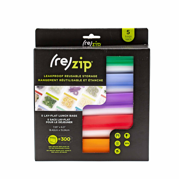 (re)Zip Leakproof Reusable Storage Bags 5-Pack Multi Colour - 2 Colour Ways - Mortise And Tenon
