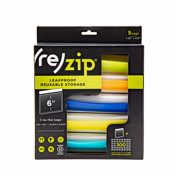 (re)Zip Leakproof Reusable Storage Bags 5-Pack Multi Colour - Mortise And Tenon