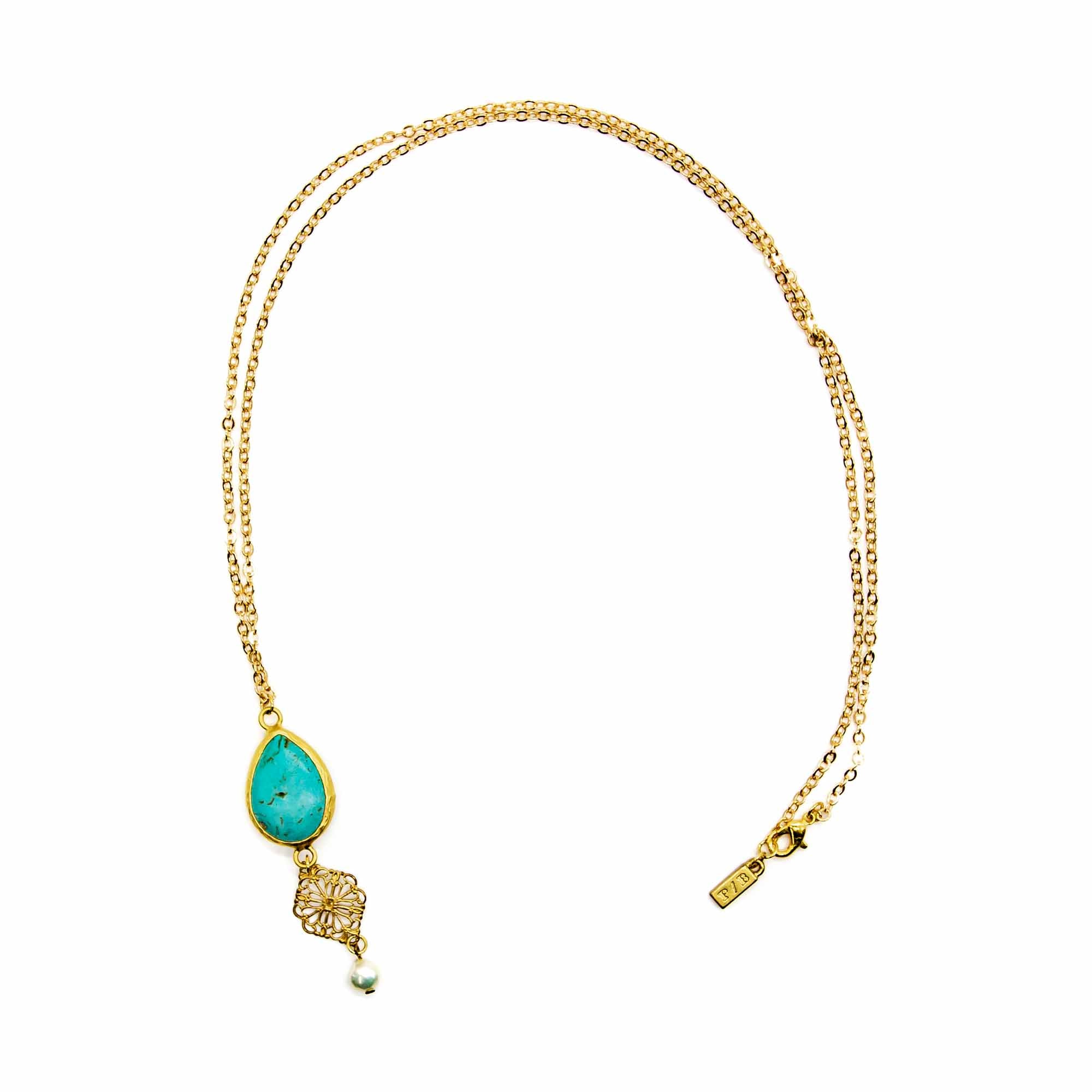 Pika & Bear Swan Song Necklace in Turquoise - Mortise And Tenon