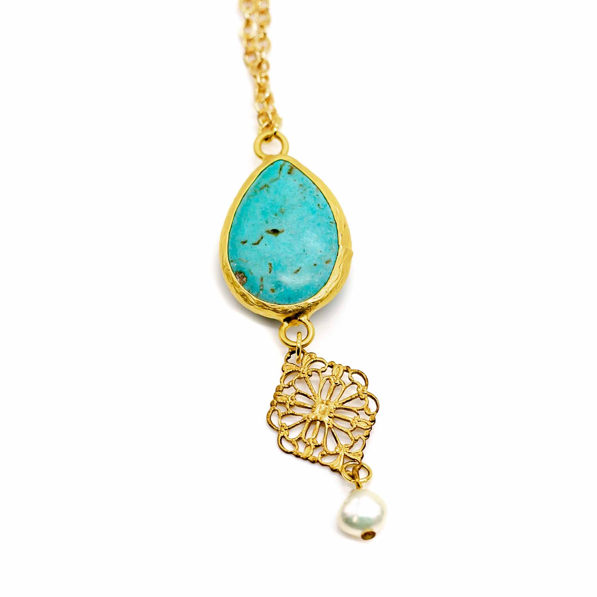 Pika & Bear Swan Song Necklace in Turquoise - Mortise And Tenon