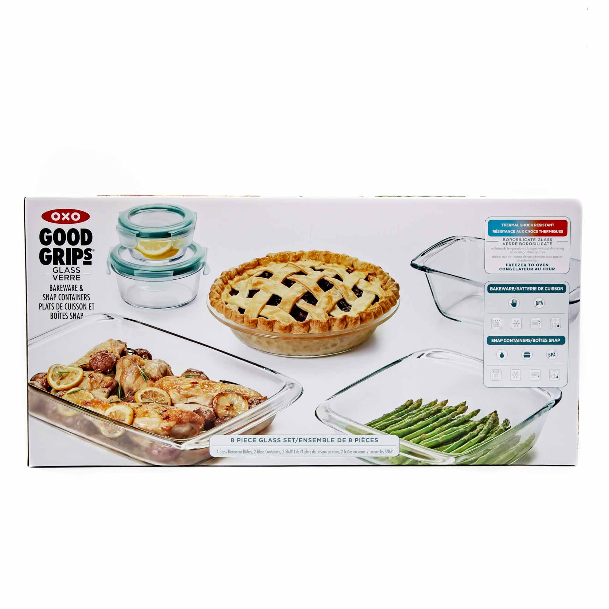 OXO Good Grips Freezer-to-oven Safe 2 QT Glass Baking Dish With Lid 8 X 8  for sale online